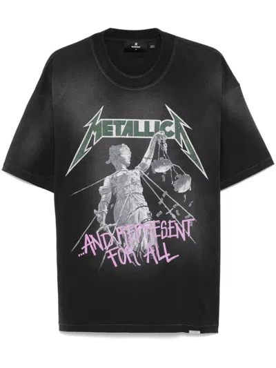 Represent 'master Of Puppets X Metallica' Grey T-shirt With Front And Back Print In Black