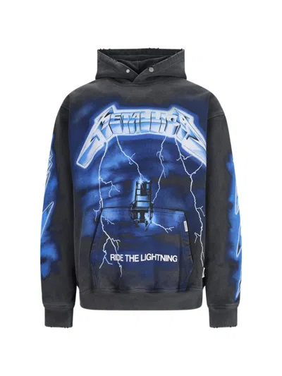 Represent 'ride The Lightning X Metallica' Gray Hoodie With Front And Back Print In Grey