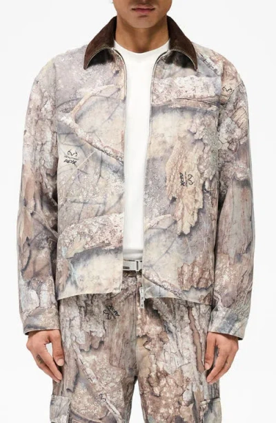 Represent X Realtree Camo Print Trucker Jacket In Gray