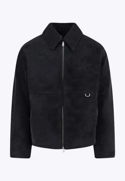 Represent Zip-up Faux Leather Shearling Jacket In Black
