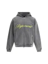 Represent Mens Script Logo Zip-up Cotton Hoody Vintage Grey In Gray