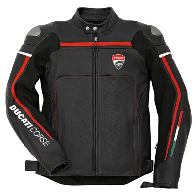 Pre-owned Repsters Ducati Corse C3 Motorbike Racing Leather Jacket In Red And Black