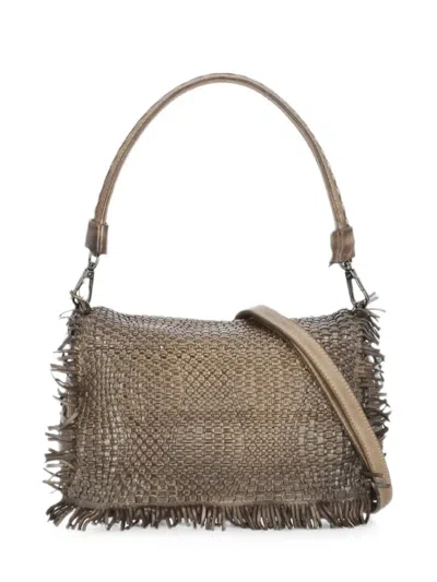 Reptile's House Anfora Braided Fringed Shoulder Bag In Brown