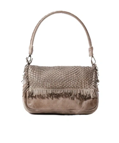 Reptile's House Anfora  Shoulder Bag With Woven Flap In Cordadark