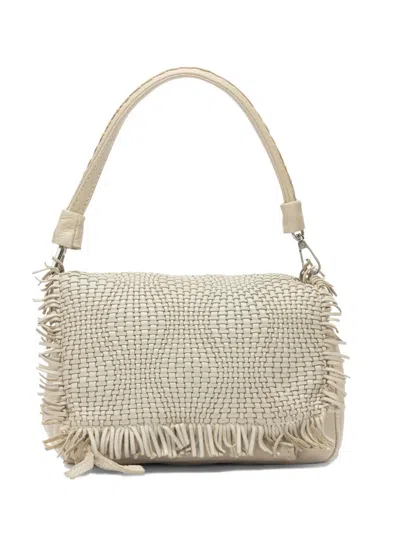 Reptile's House Anfora – Shoulder Bag With Woven Flap In Neutral
