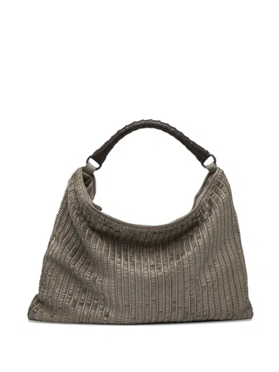 Reptile's House Atena Leather Shoulder Bag In Gray