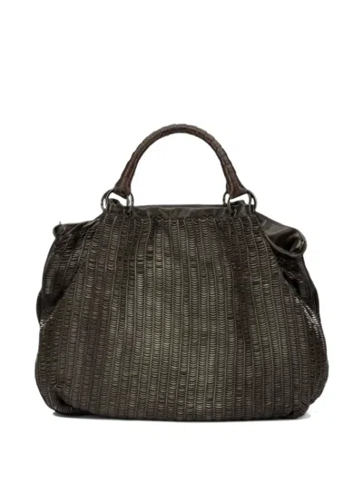 Reptile's House Cascade Textured Leather Tote Bag In Brown