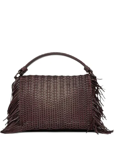 Reptile's House Elettra Woven Fringe-detail Tote Bag In Burgundy