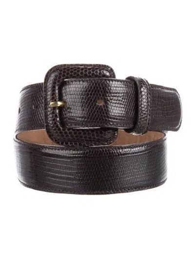 Pre-owned Reptile's House Embossed Leather Waist Belt In Brown