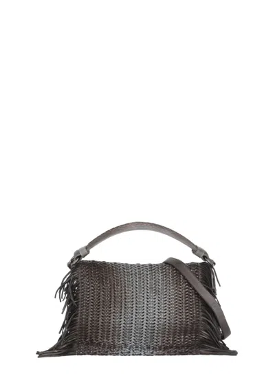 Reptile's House Gradient Brown Shoulder Bag With Braided Details In Orange