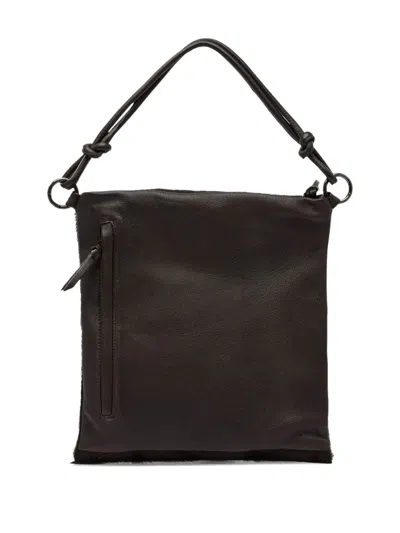 Reptile's House Knotted-handle Calf-hair Shoulder Bag In Brown