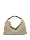 Reptile's House Large Atena Leather Shoulder Bag In Neutral