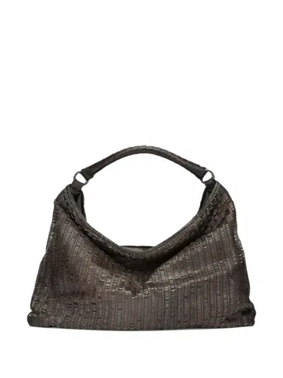Reptile's House Lune Woven-design Leather Shoulder Bag In Pattern
