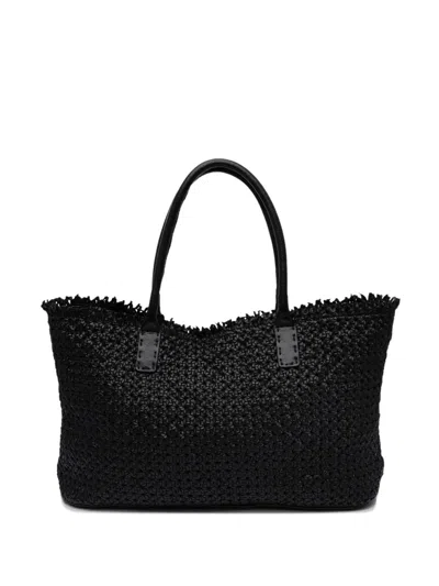 Reptile's House Medium Woven-texture Shoulder Bag In Black
