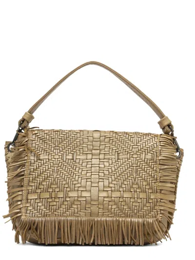 Reptile's House Nevola Woven Fringe Shoulder Bag In Brown