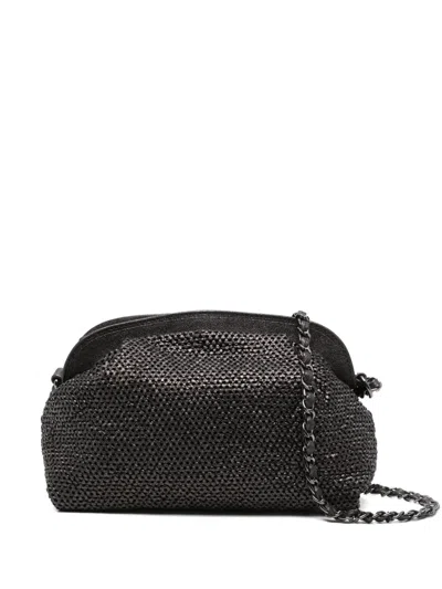 Reptile's House Perforated Leather Chain Bag In Black