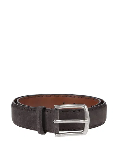 Reptile's House Suede Leather Belt In Brown