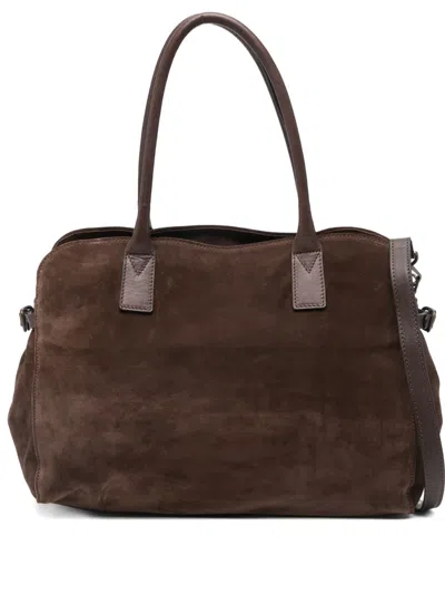 Reptile's House Suede Shoulder Bag In Brown