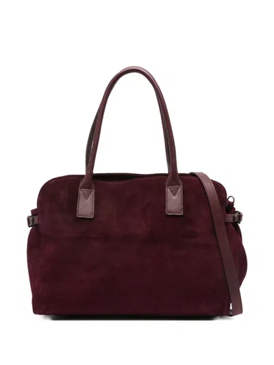 Reptile's House Suede Shoulder Bag In Red