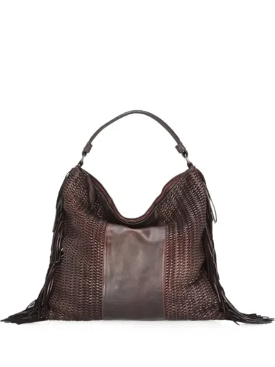 Reptile's House Vasia Fringed Leather Tote Bag In Brown