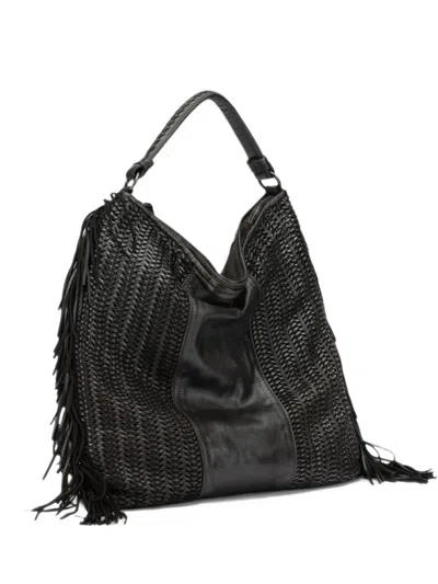 Reptile's House Vasia Woven Fringe-trimmed Shoulder Bag In Gray