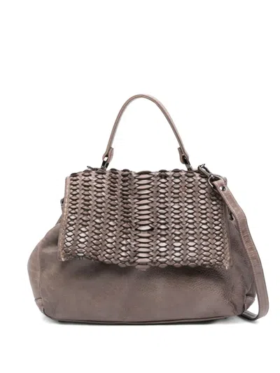 Reptile's House Woven-flap Shoulder Bag In Gray