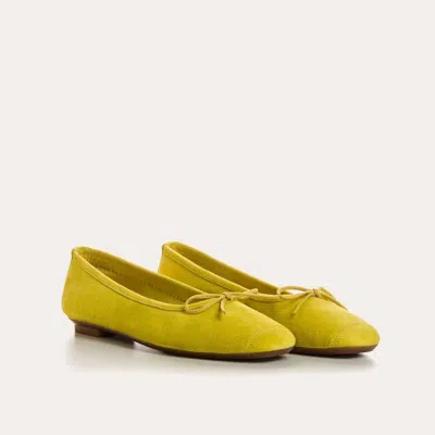 Reqins Women's Ballerinas Harmony Suede Leather Flat In Yellow In Multi