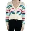 Requirements Button Front Striped Cardigan In Cream/multi In Multi