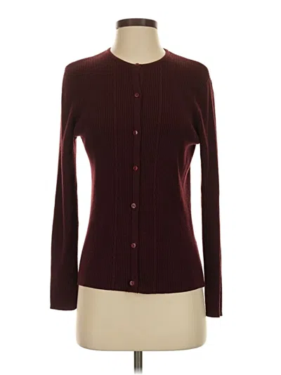 Pre-owned Requirements Cardigan Sweater In Burgundy