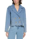 Requirements Embroidered Denim Blazer In Blue