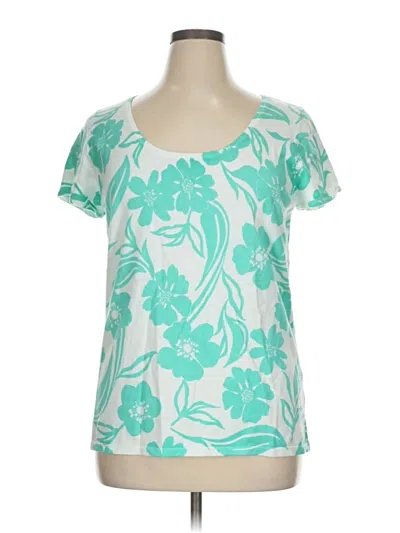 Pre-owned Requirements Short Sleeve Top Teal Scoop Neck Tops In Blue