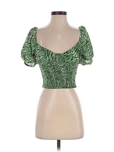Pre-owned Resa Short Sleeve Top Green Sweetheart Neckline Tops