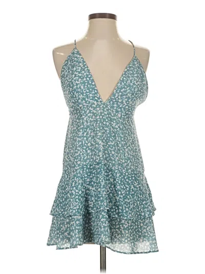 Pre-owned Resa Sleeveless Top Teal Halter Neckline Tops In Blue