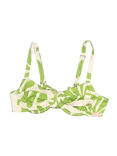 Pre-owned Resa Swimsuit Top Green Tropical Pattern Swimwear