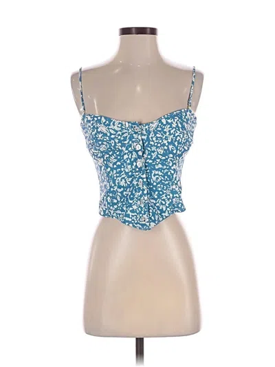 Pre-owned Resa Tank Top Blue Strapless Neckline Tops