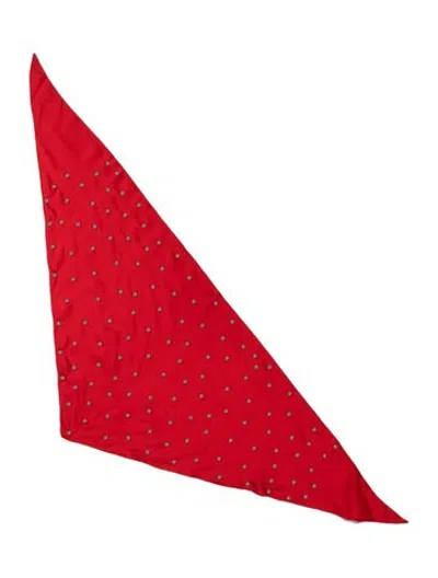 Pre-owned Rescha Silk Polka Dot Print Scarf In Red