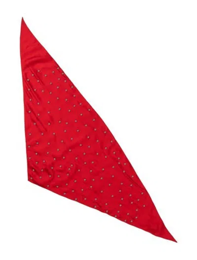 Pre-owned Rescha Silk Polka Dot Print Scarf W/ Tags In Red