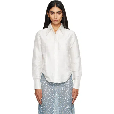 Rescha Ssense Exclusive White Raw Silk Sharoukan Shirt