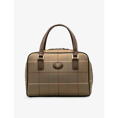 Reselfridges Brown Pre-loved Burberry Boston Vintage-check Canvas And Leather Top-handle Bag