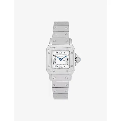 Reselfridges Watches Stainless Steel Ltl Cartier Santos  24mm<br/>pre-loved Cartier Santos Carre Stainless-steel Automati In Silver