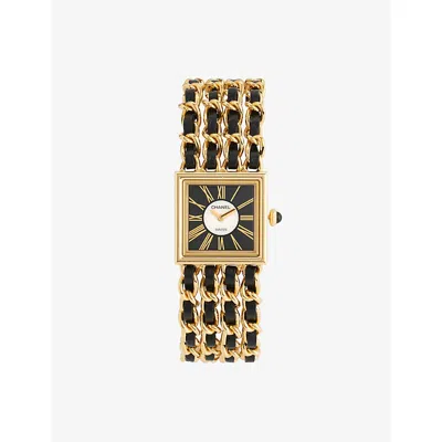 Reselfridges Watches Mens Pre-loved Chanel Mademoiselle 18ct Yellow Gold And Mother-of-pearl Quartz Watch 22.5mm Gold Bla In Multi