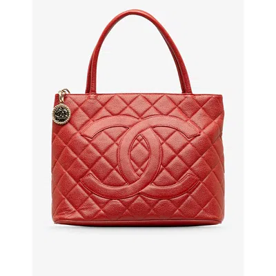 Reselfridges Womens Red Pre-loved Chanel Caviar Medallion Leather Tote Bag