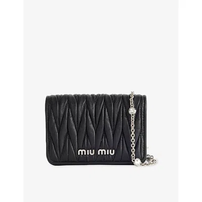 Reselfridges Womens Black Pre-loved Miu Miu Delice Mini Matelasse Leather Cross-body Bag