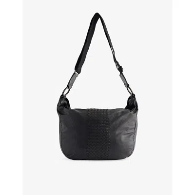 Reselfridges Womens Black Pre-loved Bottega Veneta Intrecciato Trimmed Leather Cross-body Bag