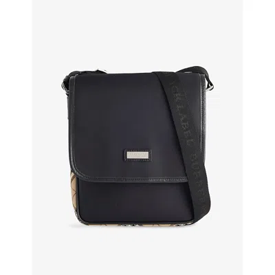 Reselfridges Womens  Pre-loved Burberry Nova Check-trim Woven Flap Cross-bag Bag In Black