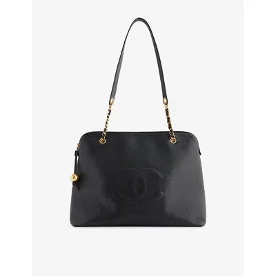 Reselfridges Womens  Pre-loved Chanel Cc Caviar Leather Shoulder Bag In Black