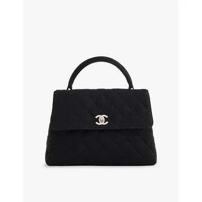 Reselfridges Womens Black Pre-loved Chanel Kelly Quilted Cotton Top-handle Bag