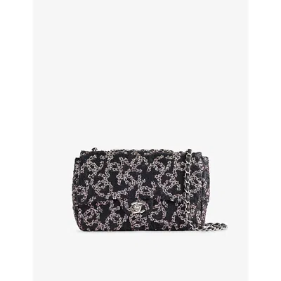Reselfridges Womens Black Pre-loved Chanel Medium Cc Lambskin Sequin Single Flap Bag