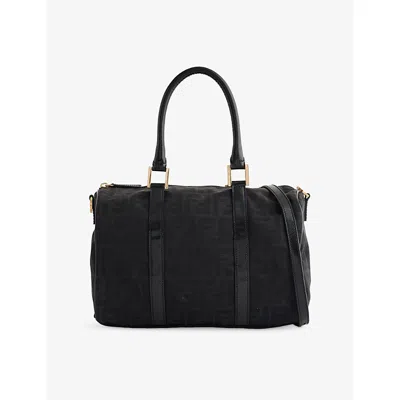 Reselfridges Womens Black Pre-loved Fendi Zucca Canvas Boston Bag