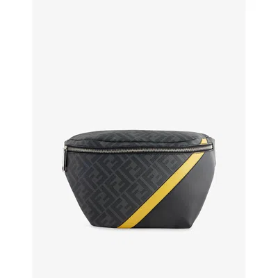Reselfridges Womens Black Pre-loved Fendi Zucca Ff 1974 Diagonal Coated-canvas Belt Bag